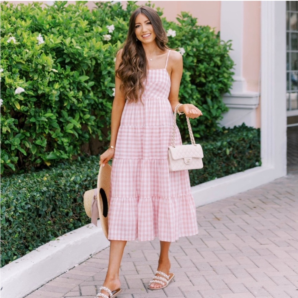 Petal & Pup Pink Gingham Midi dress size S/M
